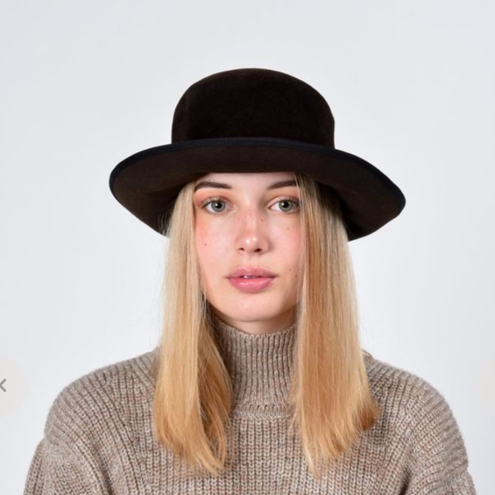 BROOKES BOSWELL HAT Cassie in Black Velour Felt size XS